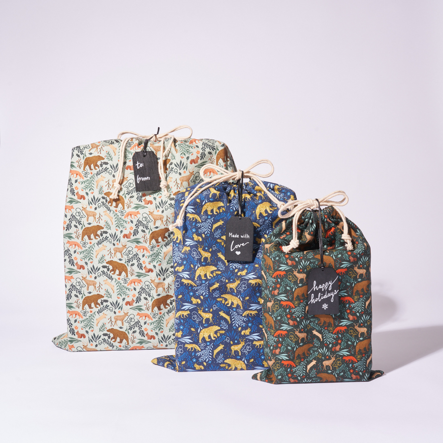 Bundle of 3 Furoshiki Wraps & 3 Fabric Bags by Hannah Pearlman