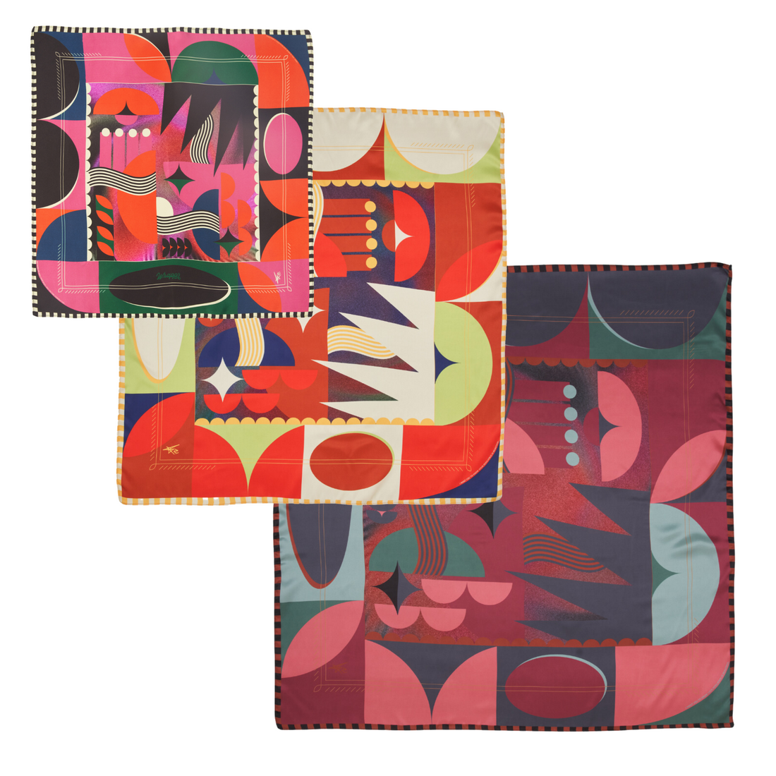 Bundle of 3 Furoshiki Wraps by Essery Waller | 18", 28" & 35", Mulberry Silk