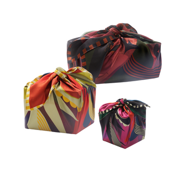 Bundle of 3 Furoshiki Wraps by Essery Waller | 18", 28" & 35", Mulberry Silk