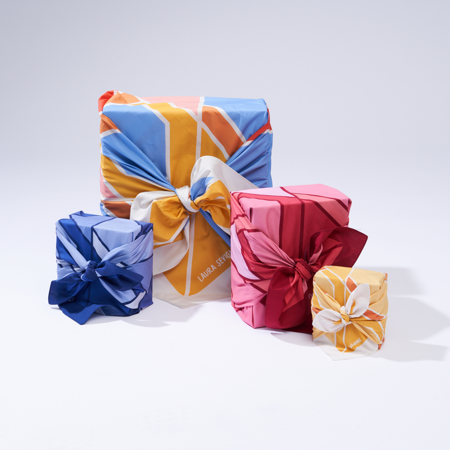 Back to Basics Bundle | 4 Furoshiki Gift Wraps by Laura Sevigny, 18", 28", 35" & 50"