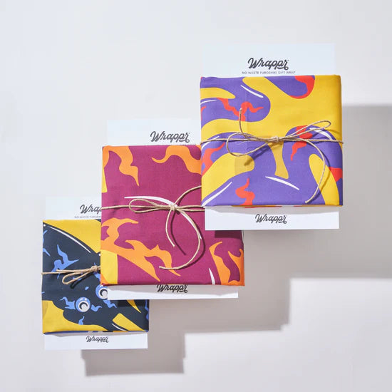 Ensemble de collection Tsukimi | 3 emballages cadeaux Furoshiki par Bakeneko, 18", 28" et 35"