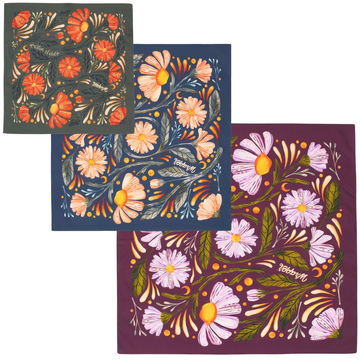 Wildflower Collection Bundle | 3 Furoshiki Wraps by Kristin Heldt, 18", 28" & 35"