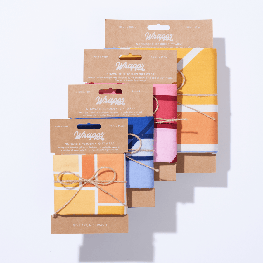 Back to Basics Bundle | 4 Furoshiki Gift Wraps by Laura Sevigny, 18", 28", 35" & 50" - Wrappr