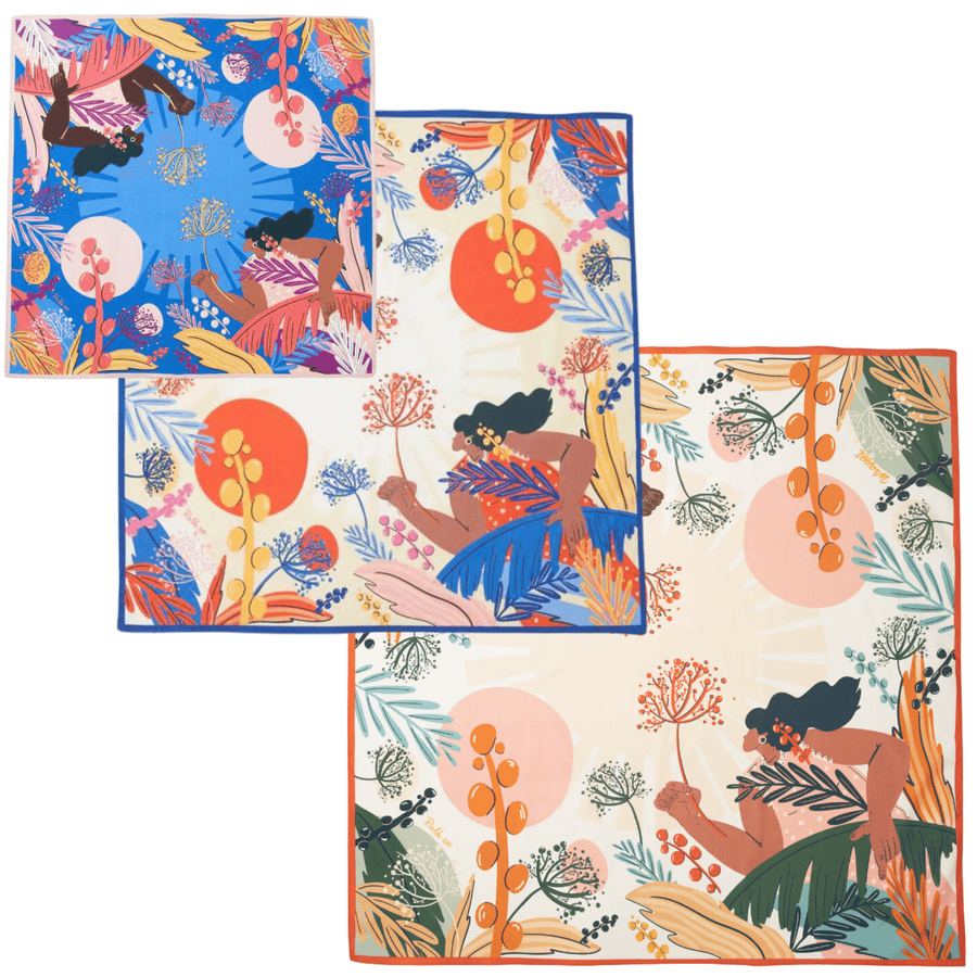 Flora Collection Bundle | 3 Furoshiki Gift Wraps by Rialda Dizdarević, 18", 28" & 35" - Wrappr