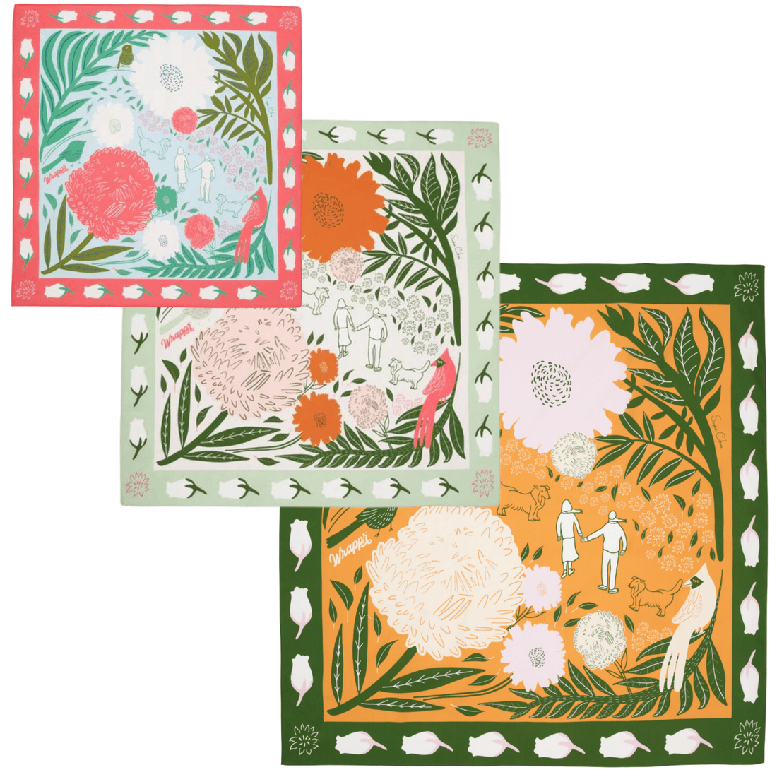 Wander Collection Bundle | 3 Furoshiki Gift Wraps by Sophia Choi, 18", 28" & 35" - Wrappr