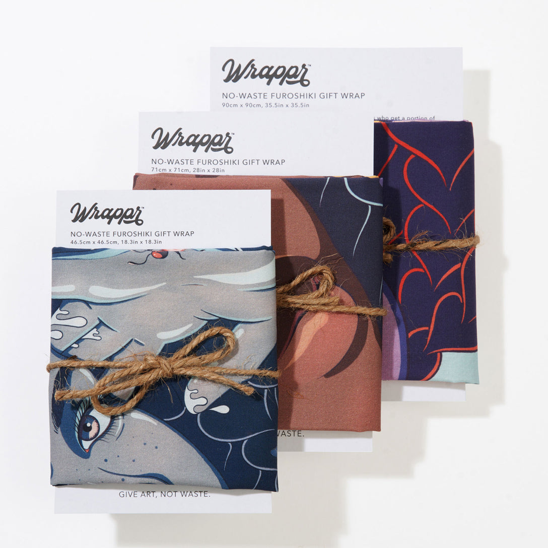 Hive Collection Bundle | 3 Furoshiki Gift Wraps by David Camisa, 18", 28" & 35"